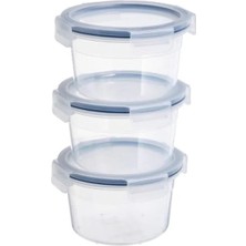 Calperia Şeffaf Plastik Saklama Kabı Seti, 750 Ml, Yuvarlak, 3 Parça