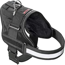 Calperia Teflon Reflektörlü Siyah Isimli Göğüs Tasması, S Boyut (55-68 Cm)