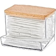 Calperia Ahşap Kapaklı Pamuklu Çubuk Organizeri - 1 Adet