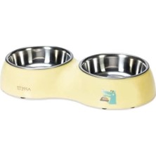Calperia Ikili Mama ve Su Kabı, Paslanmaz Çelik, Sarı, 34X17,5 Cm, 2X350 ml