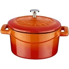Calperia Turuncu Döküm Mini Tencere - 10 Cm, 0.35 L