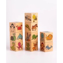 Calperia Ahşap Zeka Geliştirici Küp - 54 Sevimli Hayvan Figürü