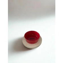 Calperia 16 cm Tek Tablalı Kırmızı Seramik Mama ve Su Kabı