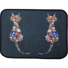 Calperia 60 x 45 cm Elekli Kedi Tuvalet Önü Paspası - Ters Kediler