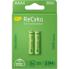 MiraLive Gp Recyko 950MAH Aaa Şarj Edilebilir Ince Kalem Pil 2'li Paket