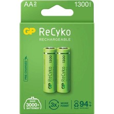 MiraLive Gp Recyko 1300MAH Aa Şarj Edilebilir Kalem Pil 2'li Paket