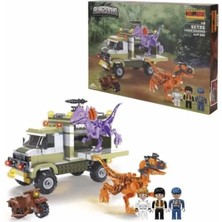 Calperia Dinozor Temalı Taşıma Aracı ile 3 Figürlü Oyun Seti, 366 Parça