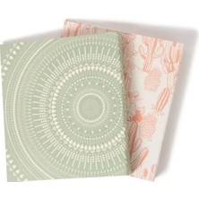 Calperia Boho Chic Tasarımlı Cilt Seti, Zeytin ve Somon Renkli