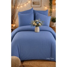 More Home  Çift Kişilik Yorgan Kılıfı + Yastık Kılıfı   (Çarşafsız) Mavi