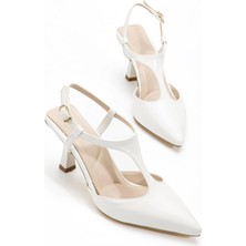 Tula Beyaz Rugan Topuklu Ayakkabı