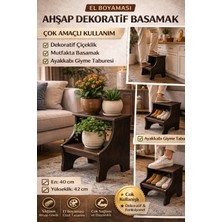 Aslı Sanat El Boyaması Ahşap Dekoratif Basamak – Çok Amaçlı Kullanım