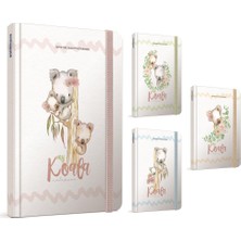  gıpta koala ıp dikişli sert kapak lastikli not defteri 13x21cm 120 yaprak çizgili (4 lü paket) 4546