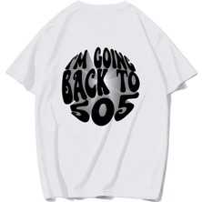 Brz Collection Unisex Oversize I'm Going Back To 505 - Arctic Monkeys T-Shirt (Beyaz)