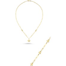 Zümrüt Sarraf 14 Ayar Altın Ataç Zincirli Yıldız Kolye