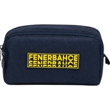 Fenerbahçe Lisanslı Lacivert Çift Bölmeli Kalemlik - Yazı Baskılı Su Itici Kumaşlı Kalem Kutusu