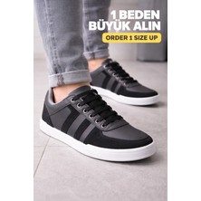 OXI Erkek Sneaker Ayakkabı Siyah Suni Deri Düz Taban Günlük Kullanım İçin Rahat Tasarım