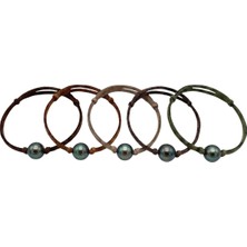 Birinci1926 Doğal Siyah Inci Deri Bileklik