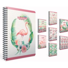  gıpta flamingo spiralli sert kapak defter 17x24cm 100 yaprak kareli (3 lü paket) 4174