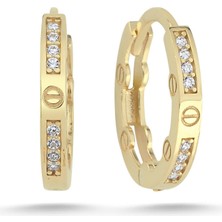 Zümrüt Sarraf 14 Ayar Altın Taşlı Vida Desenli Küpe