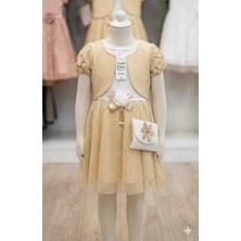 Kız Çocuk Bolerolu Çantalı Tül Detaylı Abiye Elbise ​Dodi Petto  (4 - 6 Yaş)