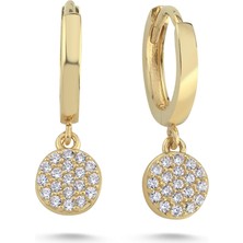 Zümrüt Sarraf 14 Ayar Altın Taşlı Yuvarlak Küpe