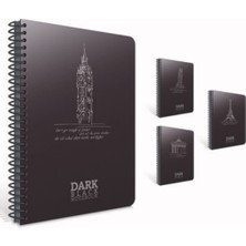  gıpta dark spiralli pp kapak defter (siyah kağıtlı) 12x17cm 50 yp. çizgisiz (3 lü paket) 2674
