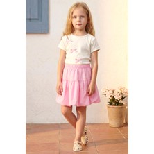 Minipodyum Kız Çocuk Alt Üst Takım Yazlık Balon Etekli Fiyonk Detaylı