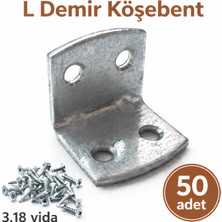 Badem10 L Demir Gönye 50 Adet 30X25X25 mm Oval Başlı Köşe Bağlantı Demiri Dayanıklı Montaj Aparatı