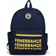 Fenerbahçe Lisanslı Lacivert Üç Bölmeli Sırt Çantası - Serigraf Baskılı Su Itici Kumaşlı Laptop Bölmeli Çanta