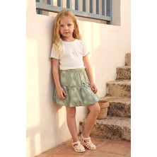 Minipodyum Kız Çocuk Alt Üst Takım Yazlık Balon Etekli Papatya Detaylı