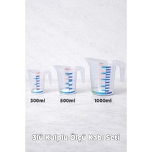 Destpak Kulplu Ölçü Kabı (3 Adet) Seti - 300ML, 500ML, 1000ML - 8 Farklı Ölçü Birimli - Pastacı