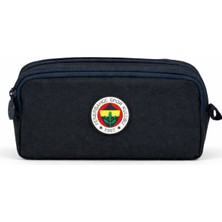 Fenerbahçe Lisanslı Lacivert Çift Bölmeli Kalemlik - Rubber Logolu Su Itici Kumaşlı Kalem Kutusu