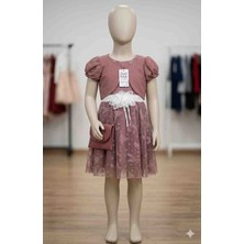 Kız Çocuk Bolerolu Çantalı Tül Detaylı Abiye Elbise ​Dodi Petto  (4 - 6 Yaş)