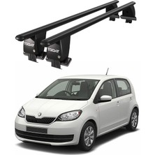 Today Auto Royal Skoda Citigo (2012 ve Sonrası) Uyumlu Siyah Kilitli Ara Atkı Port Bagaj Tavan Barı