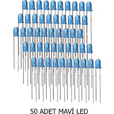 CHESTER 5mm Mavi Mantar LED Diyot Yüksek Parlaklık - 50 Adet Ekonomik Paket