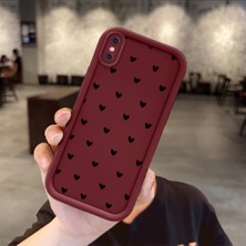 Ucuc iPhone Xs Max Uyumlu Darbeye Dayanıklı Kamera Korumalı Bordo Silikon Baskı Desenli Kılıf