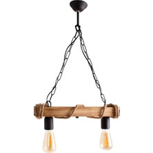 Bhs Sedef Avize 11620-2 Otantik Ahşap Doğal Kütük Halatlı