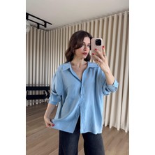 Sue Store Açık Mavi Oversize Modal Kumaş Gömlek