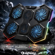 Dossimo Nitro RGB Ledli 6 Fanlı 2 USB Girişli Yükselebilen Notebook Soğutucu S21