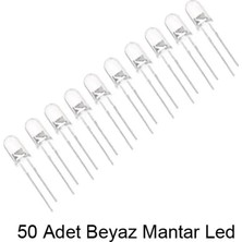 CHESTER 5mm Beyaz Mantar LED Diyot Süper Parlak Şeffaf Lens - 50 Adet Ekonomik Paket
