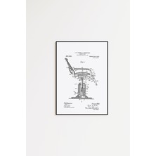 Pegziz Dekoratif Sanatsal Berber Sandalyesi Patent Çerçeveli Tablo