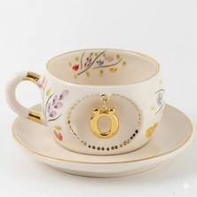 BSK Ceramics Handmade Harfli Porselen Bahardalı Çay Fincanı Ö Harfi