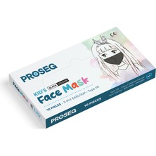 Proseg Kız-Erkek Çocuk Unisex Meltblown Filtreli 3 Katlı Telli Siyah Çocuk Maskesi (10 Lu Paket)