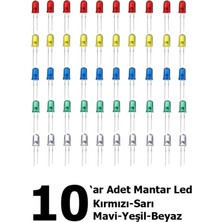 CHESTER 50 Adet Mantar LED Seti - 5 Renk x 10 Adet Karışık Proje Paketi