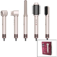 Uslucan Alışveriş Rose Gold Air Brush 5in1=bukle-Hacimle-Düzleştir-2-Fırça Saç Kurutma - Şekil Makinesi 1300W3-KDM.HIZ - Derece SHD-1729