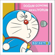  doraemon doğum günü kartı 9x5,5cm + zarf (10 lu paket)