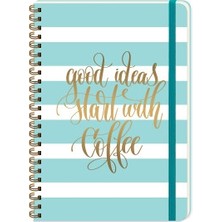 Keskin Color Daily Notes Muse A5 80 Yaprak Çizgili Yaldızlı Sert Kapak Spiralli Ivory Lastikli Not Defteri Good İdeas Start With Coffee