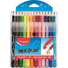 Maped Color'Peps 12 Renk Keçeli Kalem + 15 Renk Kuru Boya Kalemi Birleşik Paket 897412