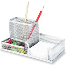  gıpta metal masa seti 3 gözlü organizer (masa üstü kalemlik notluk seti) gümüş f0071