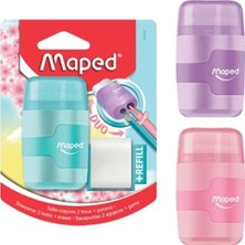 Maped Connect Çift Delikli Silgili Kalemtraş - Pastel Blister (Karışık Renk1 Adet) 049230